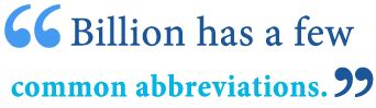 Abbreviation For Billion
