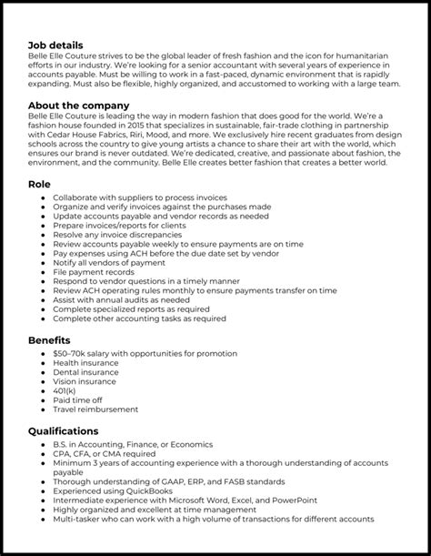 Accounting Job Description