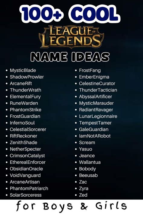 Aesthetic Names For League Of Legends