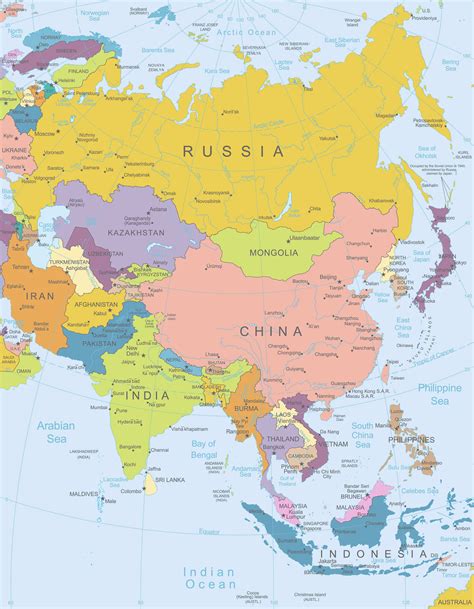 Asia Map With Countries Border