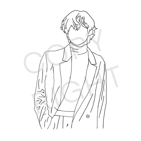 Bts V Outline Drawing