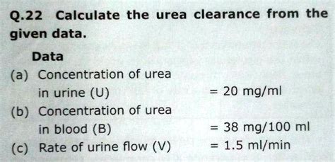 Calculation For Urea Clearance