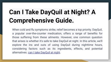 Can You Take Dayquil At Night