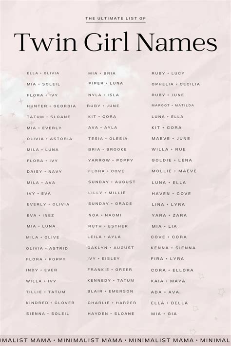 Cute Names For Twin Girls