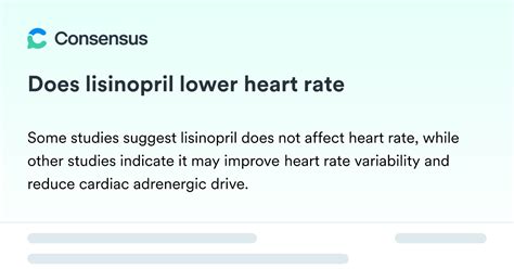 Does Lisinopril Lower Heart Rate