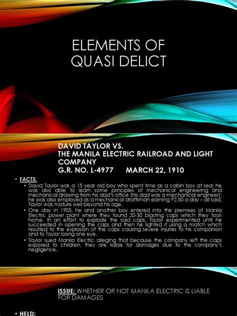Elements Of Quasi Delict
