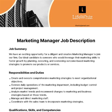 Job Analysis Of Marketing Manager