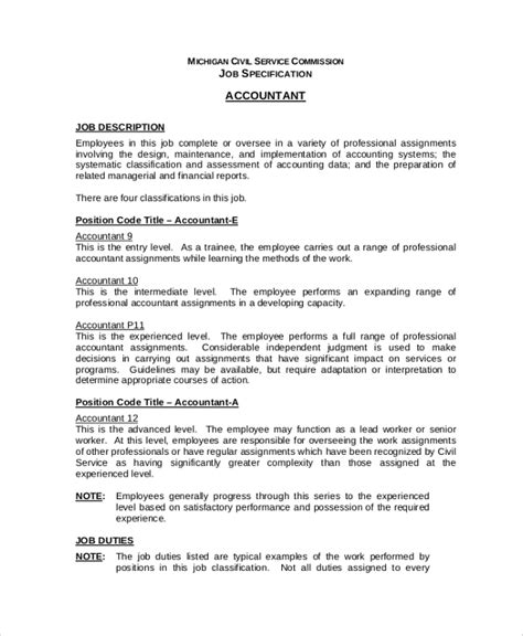 Job Specification Of Accountant