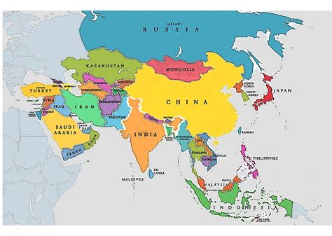 Map Of Asia With Countries And Names