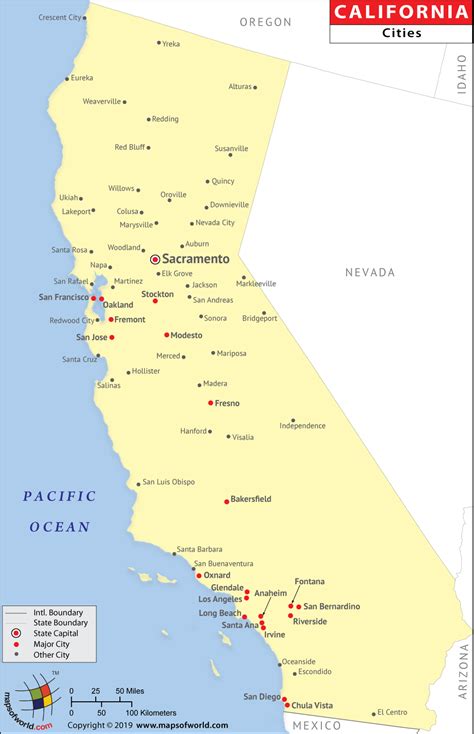 Map Of California By City