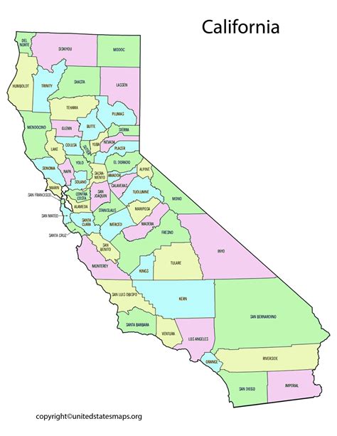 Map Of California With Cities And Counties