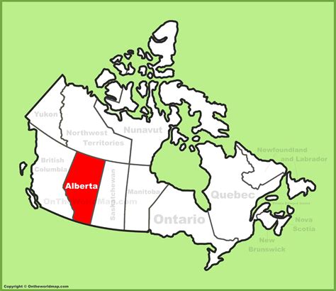 Map Of Canada Highlighting Alberta
