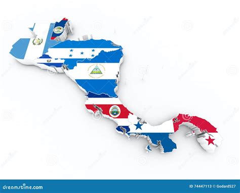 Map Of Central America With Flags