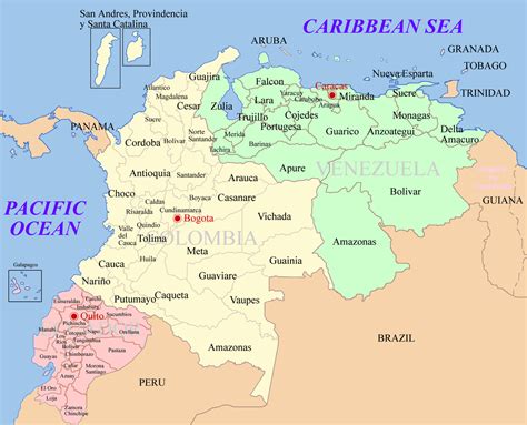 Map Of Colombia Venezuela And Ecuador