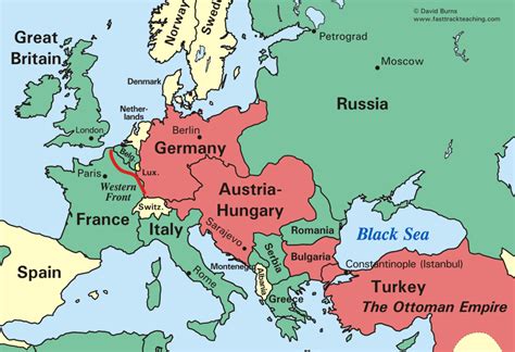 Map Of Europe Wwi