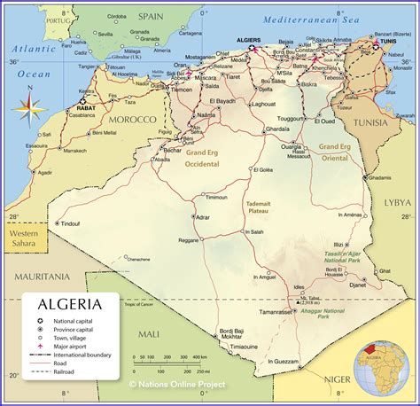 Map Showing Algeria And France