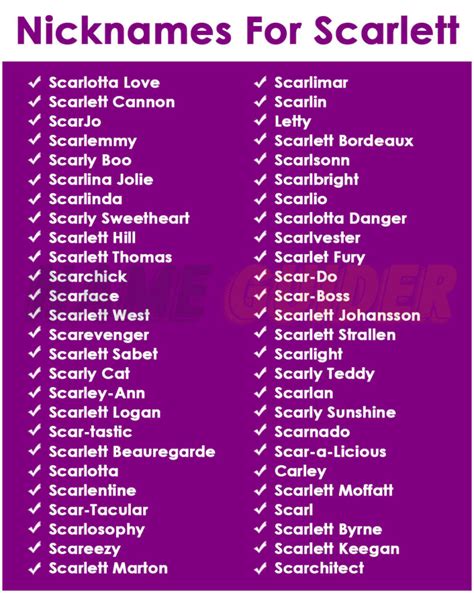 Nicknames For Scarlett