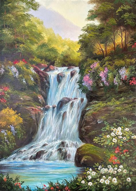 Painting Of Waterfall