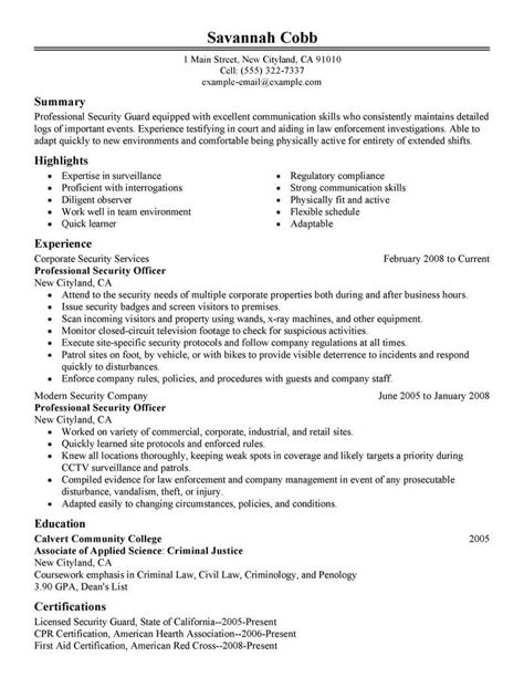 Security Officer Resume