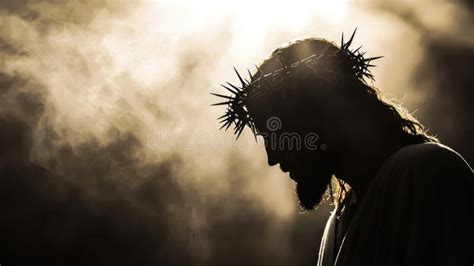 Silhouette Of Jesus With Crown Of Thorns