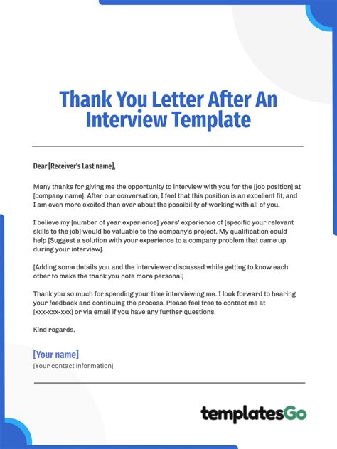 Thank You Letter After Interview