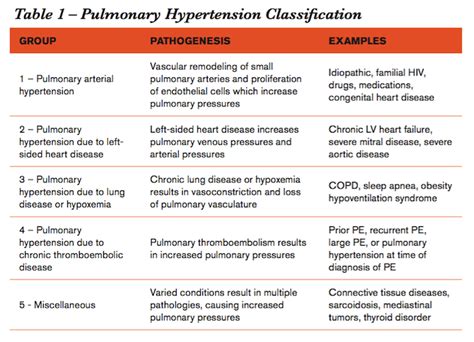 Types Of Pulmonary Hypertension