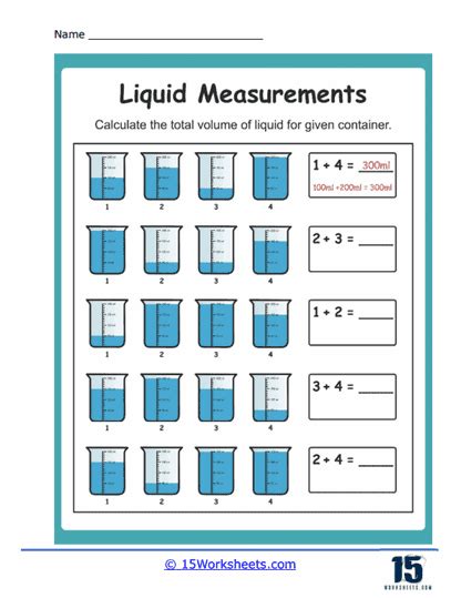Volume Of Liquid Worksheet Grade 3