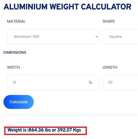 Weight Of Aluminum Per Cubic Inch
