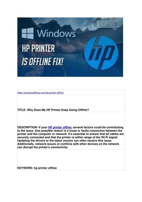 Why Does Hp Printer Keep Going Offline